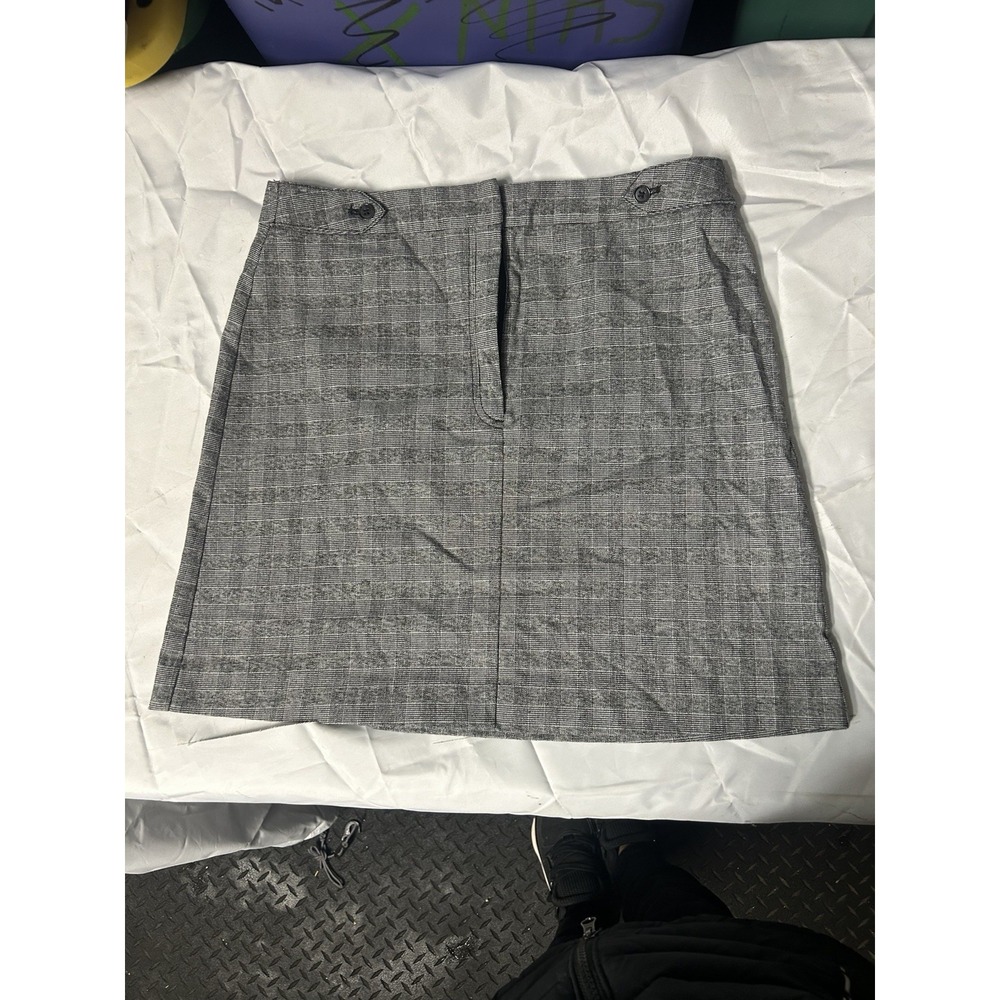 Banana Republic Women's Gray Plaid Mini‎ Skirt Button Front Office Casual